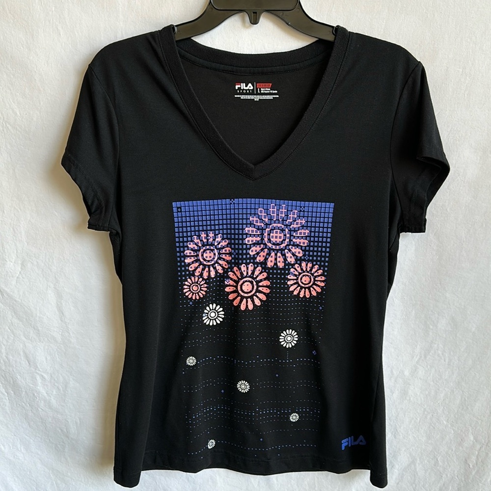 Fila Sport black modern print tee, size L